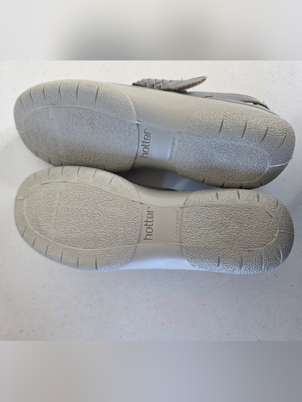 Hotter Shake II Leather Shoes Size 9.5 Gray Mary Jane Style Comfort Walking - Picture 9 of 14